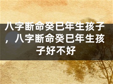八字断命癸巳年生孩子，八字断命癸巳年生孩子好不好