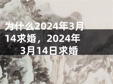 为什么2024年3月14求婚,2024年3月14日求婚