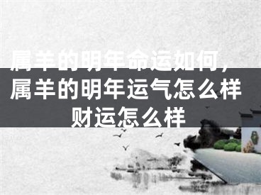 属羊的明年命运如何,属羊的明年运气怎么样财运怎么样