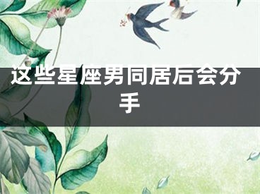 这些星座男同居后会分手