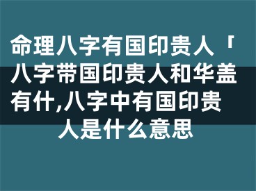 命理八字有国印贵人「八字带国印贵人和华盖有什,八字中有国印贵人是什么意思