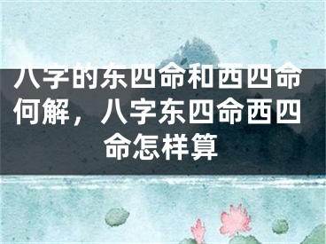 八字的东四命和西四命何解，八字东四命西四命怎样算