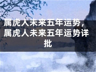 属虎人未来五年运势,属虎人未来五年运势详批