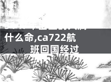 3147年出生的人属什么命,ca722航班回国经过