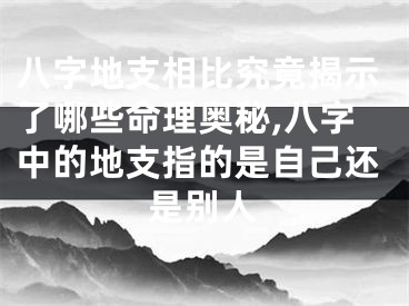 八字地支相比究竟揭示了哪些命理奥秘,八字中的地支指的是自己还是别人