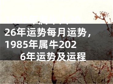 1985年属牛人2026年运势每月运势,1985年属牛2026年运势及运程