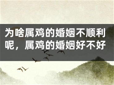 为啥属鸡的婚姻不顺利呢,属鸡的婚姻好不好