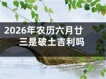 2026年农历六月廿三是破土吉利吗