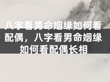 八字看男命姻缘如何看配偶，八字看男命姻缘如何看配偶长相