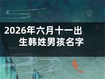 2026年六月十一出生韩姓男孩名字