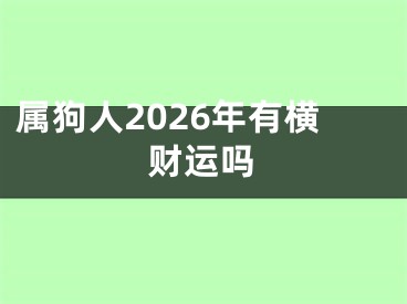 属狗人2026年有横财运吗