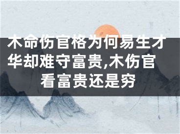 木命伤官格为何易生才华却难守富贵,木伤官看富贵还是穷