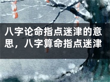 八字论命指点迷津的意思，八字算命指点迷津