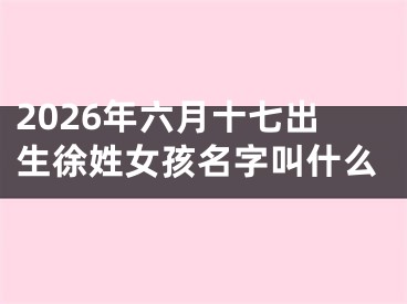 2026年六月十七出生徐姓女孩名字叫什么