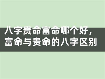 八字贵命富命哪个好，富命与贵命的八字区别