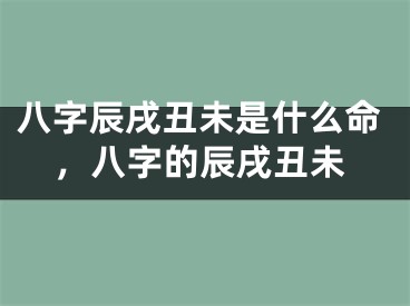 八字辰戌丑未是什么命，八字的辰戌丑未