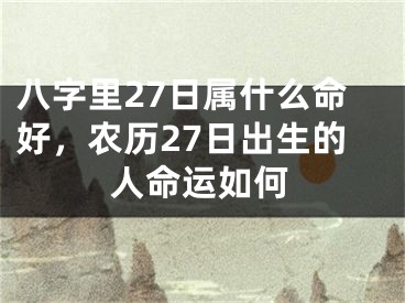 八字里27日属什么命好,农历27日出生的人命运如何