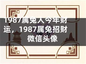 1987属兔人今年财运,1987属兔招财微信头像