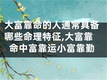 大富靠命的人通常具备哪些命理特征,大富靠命中富靠运小富靠勤