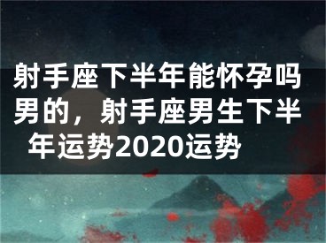 射手座下半年能怀孕吗男的,射手座男生下半年运势2020运势