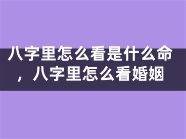 八字里怎么看是什么命，八字里怎么看婚姻