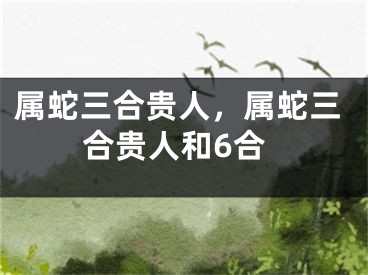 属蛇三合贵人，属蛇三合贵人和6合
