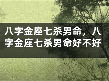八字金座七杀男命，八字金座七杀男命好不好