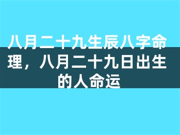 八月二十九生辰八字命理,八月二十九日出生的人命运