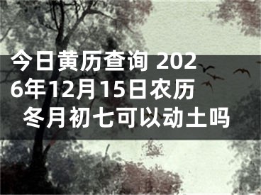 今日黄历查询 2026年12月15日农历冬月初七可以动土吗