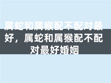 属蛇和属猴配不配对最好，属蛇和属猴配不配对最好婚姻