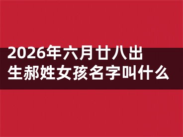 2026年六月廿八出生郝姓女孩名字叫什么