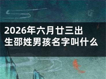 2026年六月廿三出生邵姓男孩名字叫什么