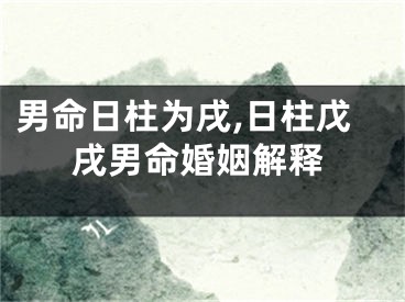 男命日柱为戌,日柱戊戌男命婚姻解释