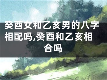 癸酉女和乙亥男的八字相配吗,癸酉和乙亥相合吗