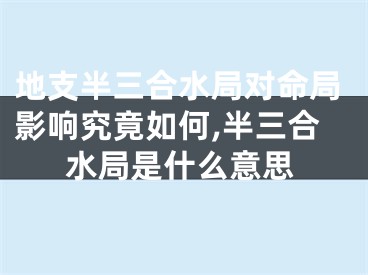 地支半三合水局对命局影响究竟如何,半三合水局是什么意思