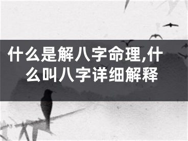 什么是解八字命理,什么叫八字详细解释