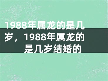 1988年属龙的是几岁，1988年属龙的是几岁结婚的