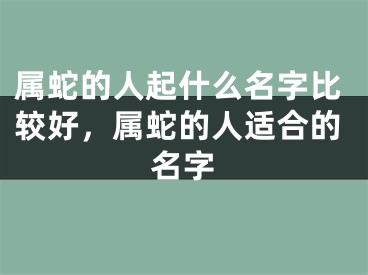 属蛇的人起什么名字比较好,属蛇的人适合的名字