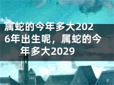 属蛇的今年多大2026年出生呢，属蛇的今年多大2029