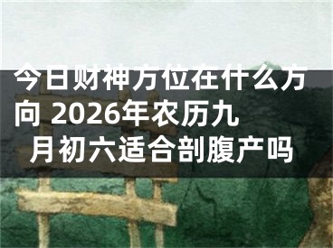 今日财神方位在什么方向 2026年农历九月初六适合剖腹产吗