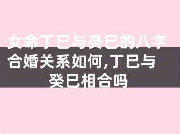 女命丁巳与癸巳的八字合婚关系如何,丁巳与癸巳相合吗