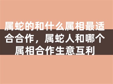 属蛇的和什么属相最适合合作，属蛇人和哪个属相合作生意互利
