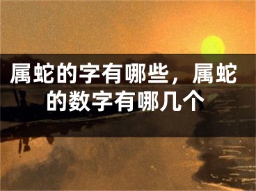 属蛇的字有哪些,属蛇的数字有哪几个