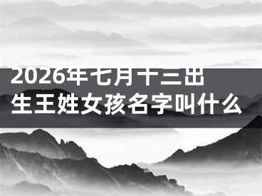 2026年七月十三出生王姓女孩名字叫什么