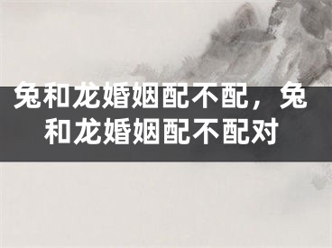 兔和龙婚姻配不配,兔和龙婚姻配不配对