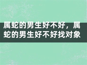属蛇的男生好不好，属蛇的男生好不好找对象