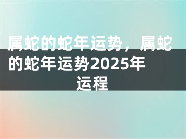 属蛇的蛇年运势,属蛇的蛇年运势2025年运程