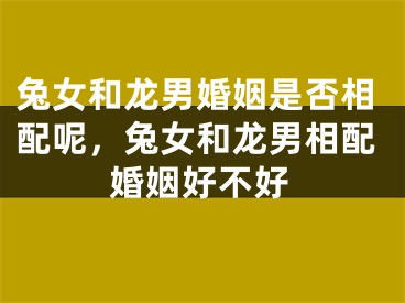 兔女和龙男婚姻是否相配呢，兔女和龙男相配婚姻好不好