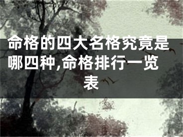 命格的四大名格究竟是哪四种,命格排行一览表
