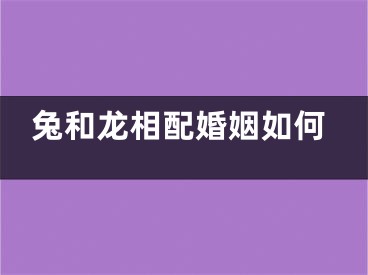 兔和龙相配婚姻如何